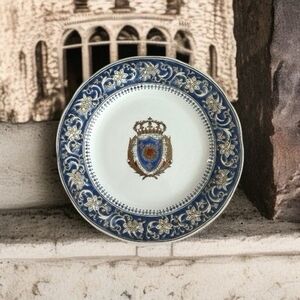 Vintage Porcelain Plate Château de Versailles Crest Textured Decorative Plate